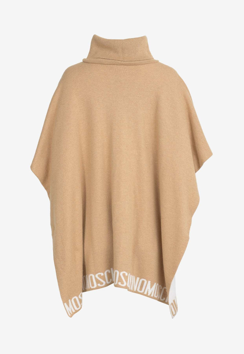 Logo Intarsia Turtleneck Poncho