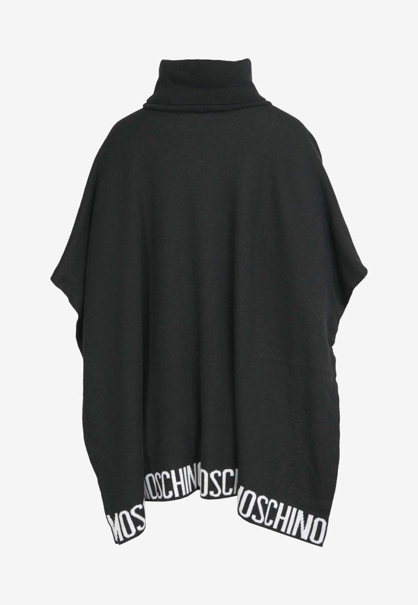 Logo Intarsia Turtleneck Poncho