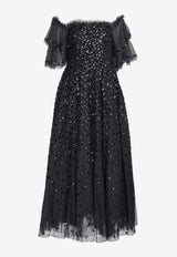 Autumn Leaves Off-Shoulder Sequined Gown