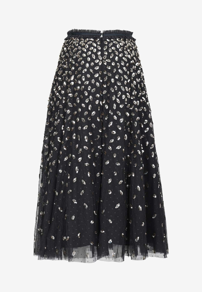 Autumn Leaves Sequined Ballerina Midi Skirt