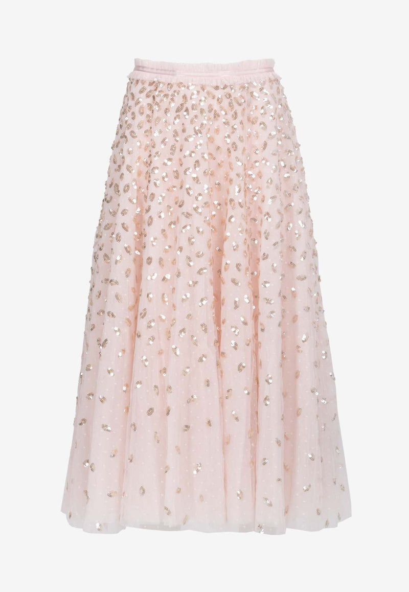 Autumn Leaves Sequined Ballerina Midi Skirt