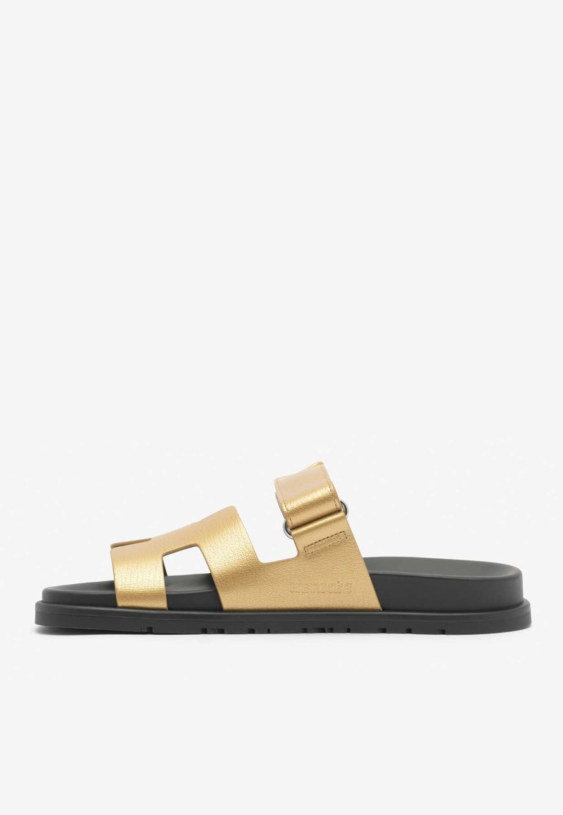 Chypre Sandals in Doré Grained Goatskin