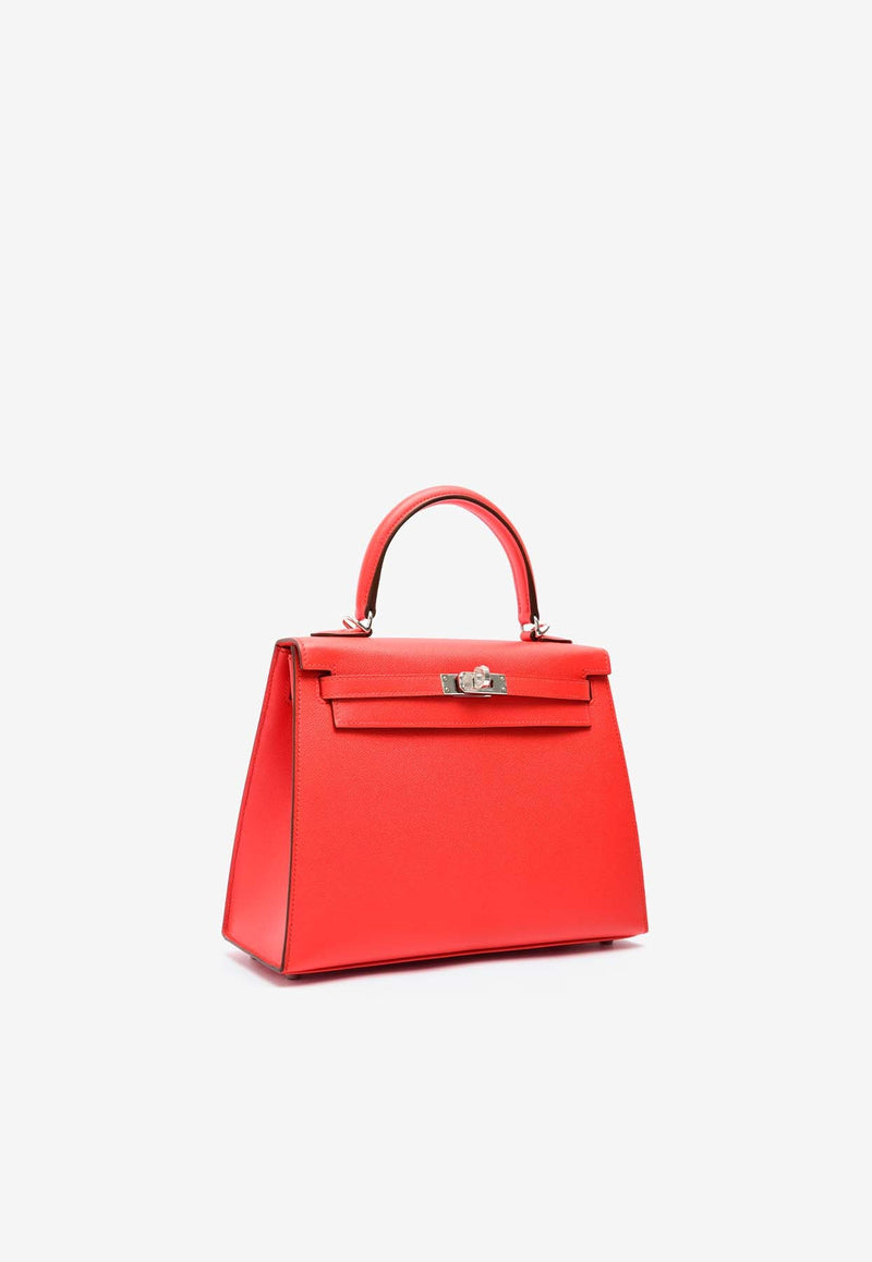 Kelly 25 Sellier in Rouge de Coeur Madame Leather with Palladium Hardware