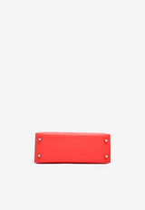 Kelly 25 Sellier in Rouge de Coeur Madame Leather with Palladium Hardware