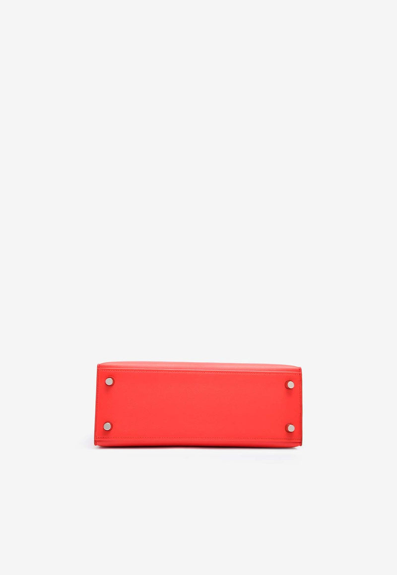 Kelly 25 Sellier in Rouge de Coeur Madame Leather with Palladium Hardware