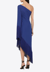 Asymmetrical Fringed One-Shoulder Dress