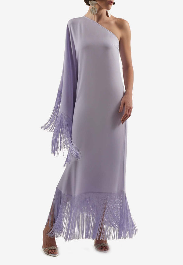 Spritz One-Shoulder Fringed Maxi Dress