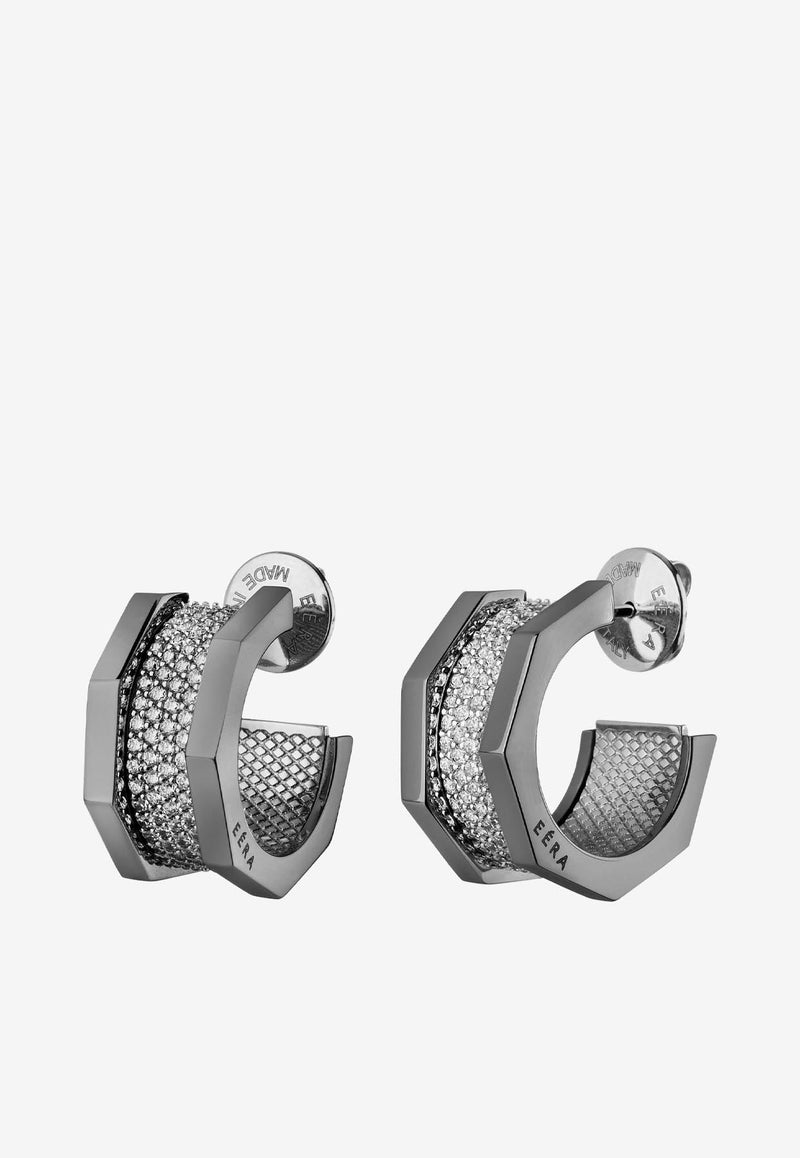 Tubo Diamond Paved Earrings in 18-karat White Gold