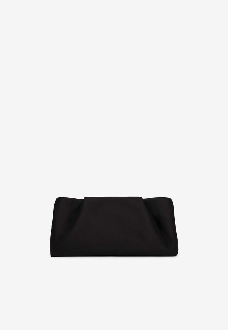 Vittoria Crystal Crest Bucket Satin Clutch