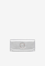 Vivien Crest Buckle Clutch in Metallic Leather