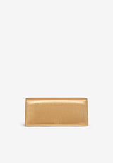 Vivien Crest Buckle Clutch in Metallic Leather