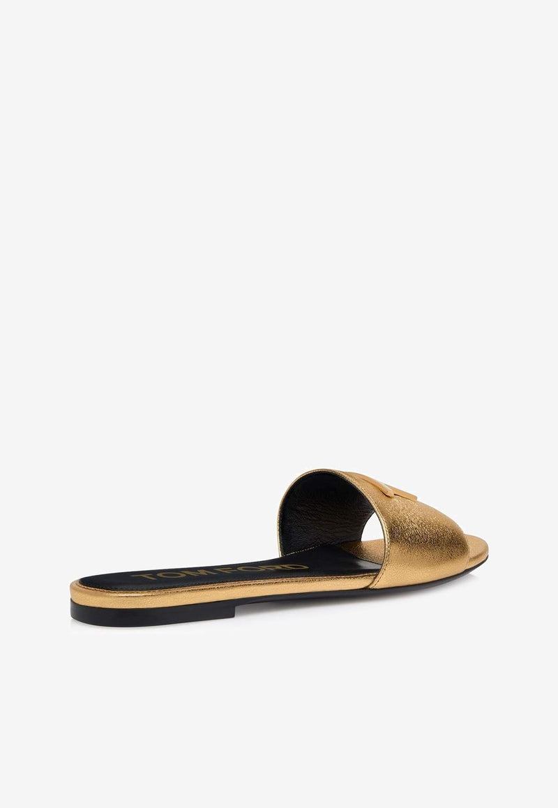 TF Logo Slides in Metallic Nappa Leather