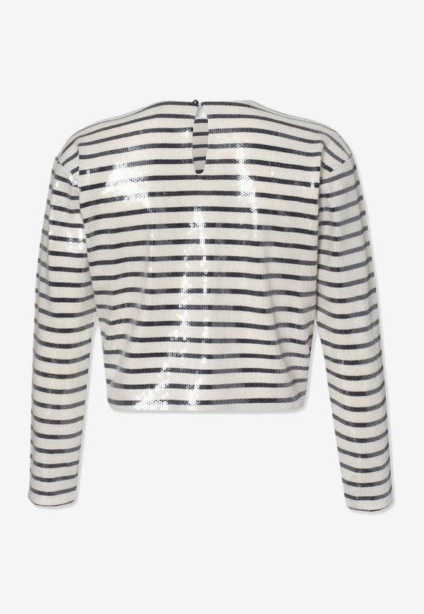 Striped Sequin Crewneck Top