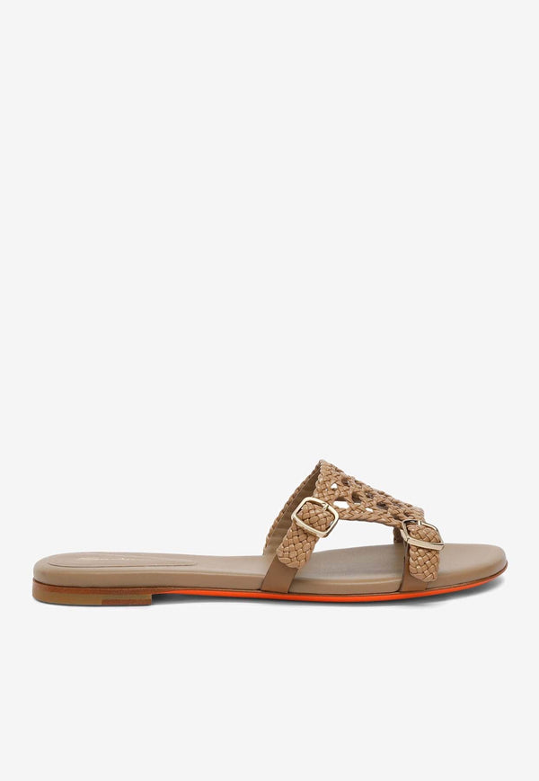 Woven Leather Flat Sandals