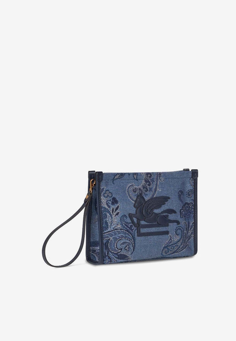 Medium Paisley Jacquard Denim Pouch Bag