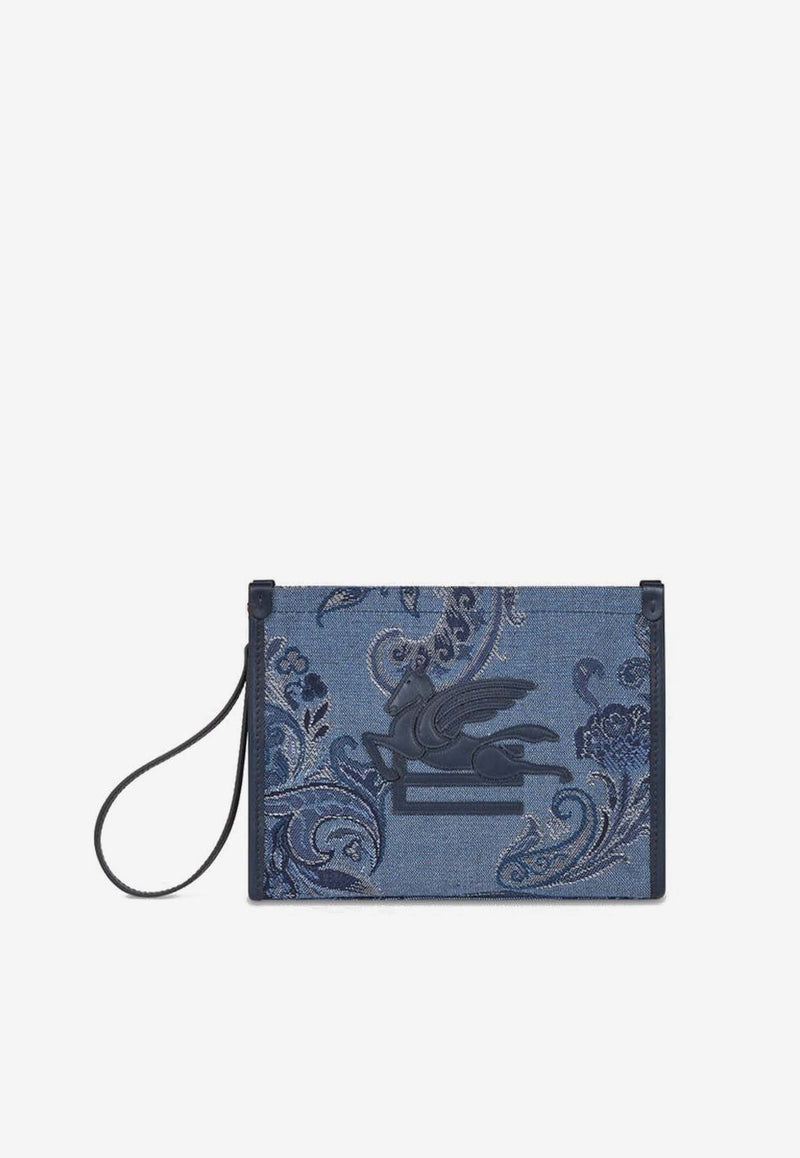 Medium Paisley Jacquard Denim Pouch Bag