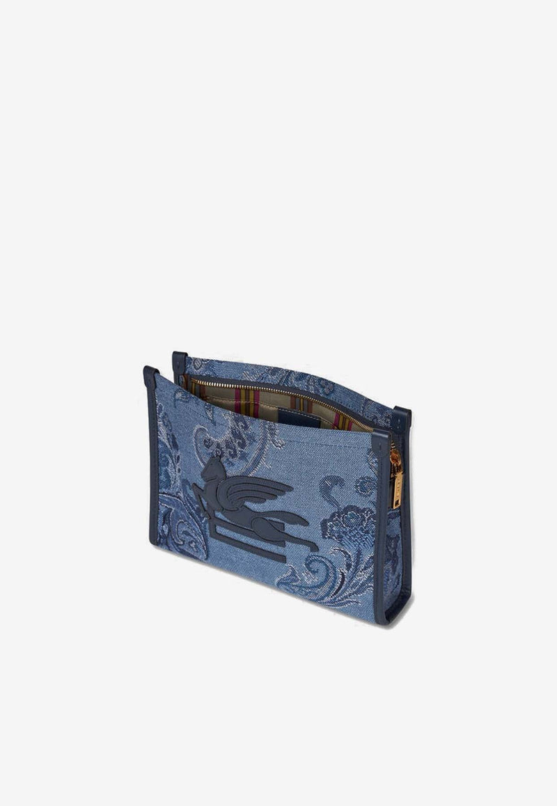 Medium Paisley Jacquard Denim Pouch Bag