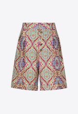 Paisley Print Silk Shorts