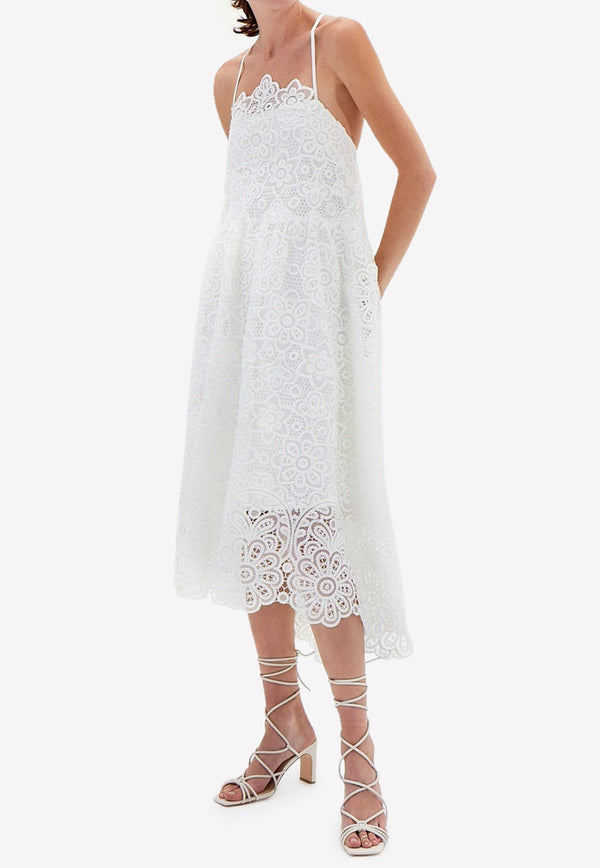 Zayna Crochet Guipure Midi Dress