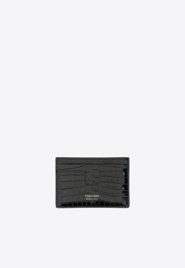 Lizard-Effect Leather Cardholder