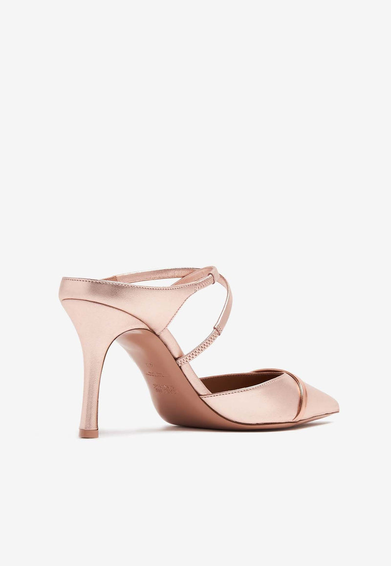 Yoana 80 Mules in Metallic Leather