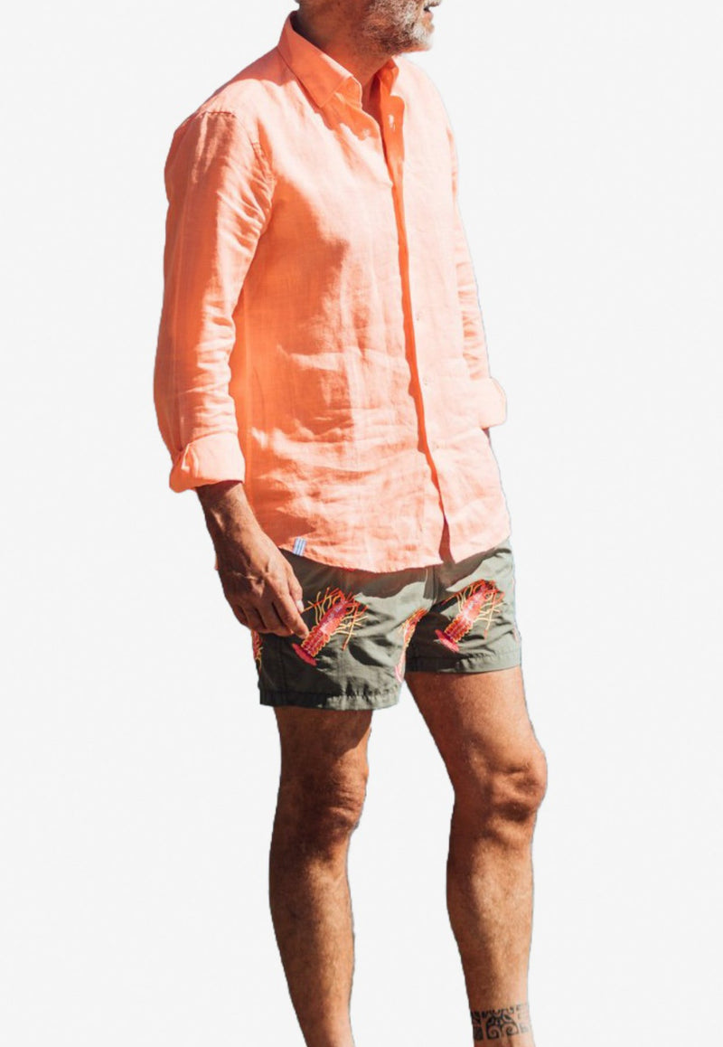 All-Over Lobster Swim Shorts in Khaki