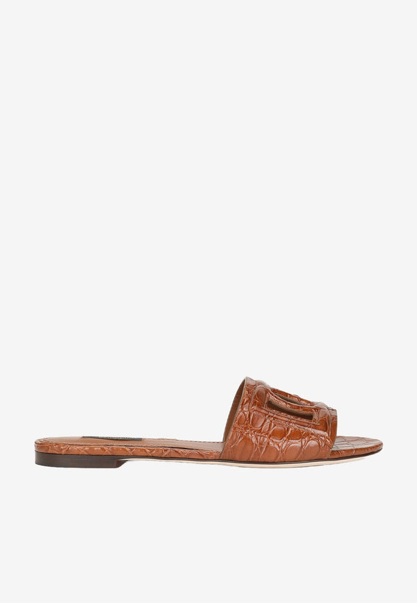 DG Millenials Fianchi Coco Crocodile Leather Slides