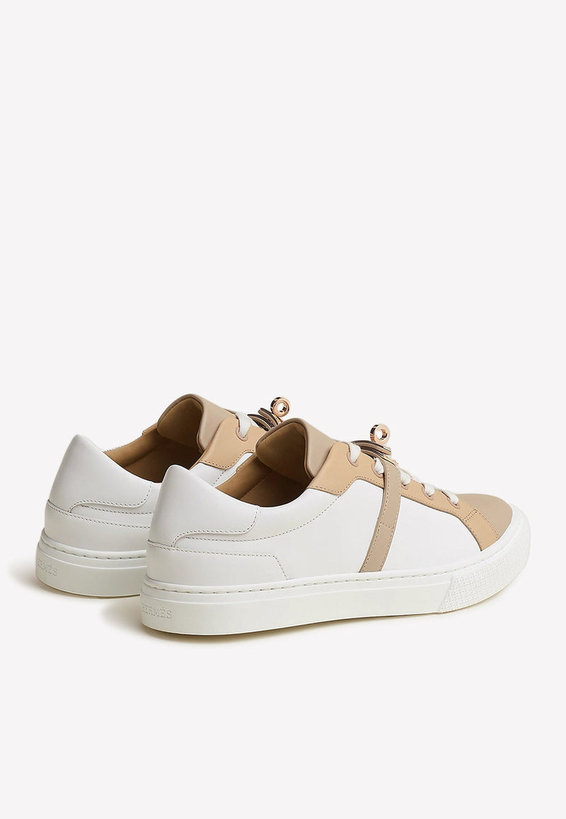 Day Sneakers in Calf Leather with Rose Gold Kelly Buckle