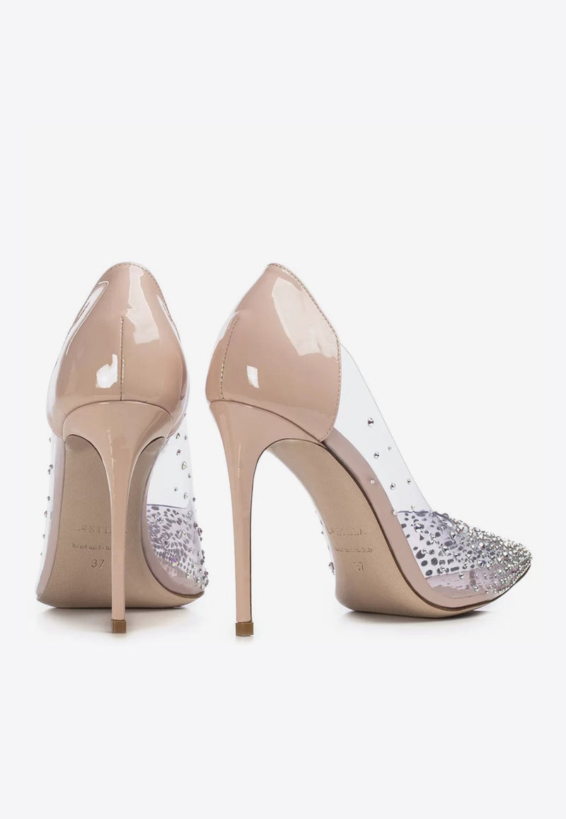 Nicole 100 Crystal-Embellished Patent Leather Pumps