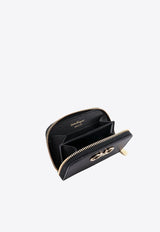 Gancini Grained Leather Zip Cardholder
