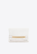 Leather Chain-Embellished Clutch Bag