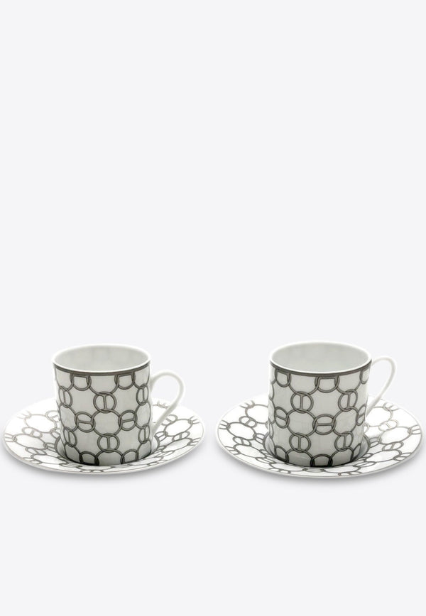 Fil D'argent Gris Coffee Cup and Saucer - Set of 2