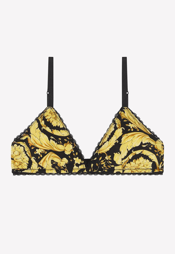 Barocco Print Lace-Trimmed Bra