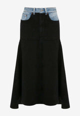 Two-Tone Flared Midi Skirt