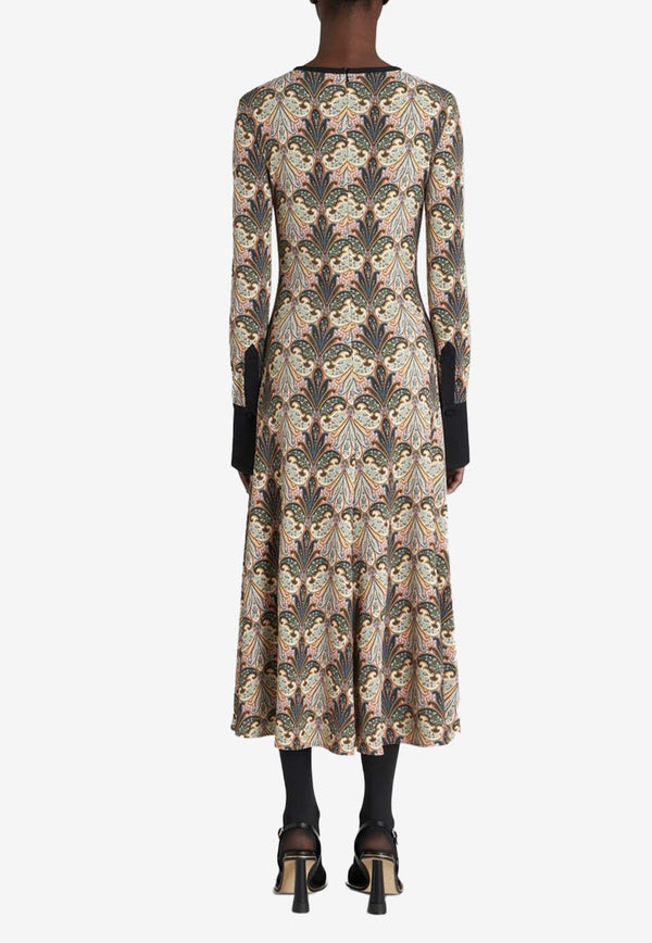 Paisley Pattern Midi Dress