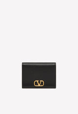 VLogo Compact Wallet in Grained Leather