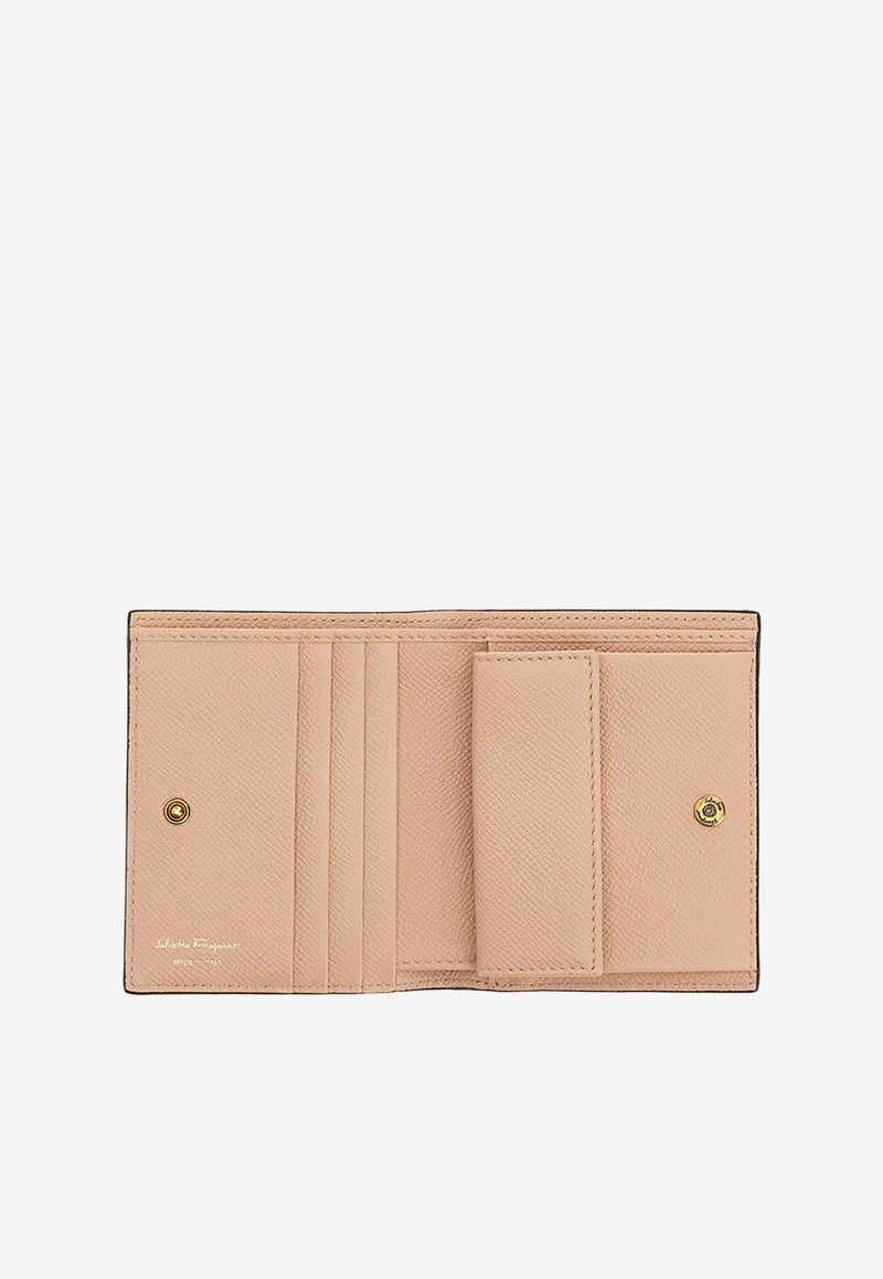 Gancini Compact Wallet in Calf Leather