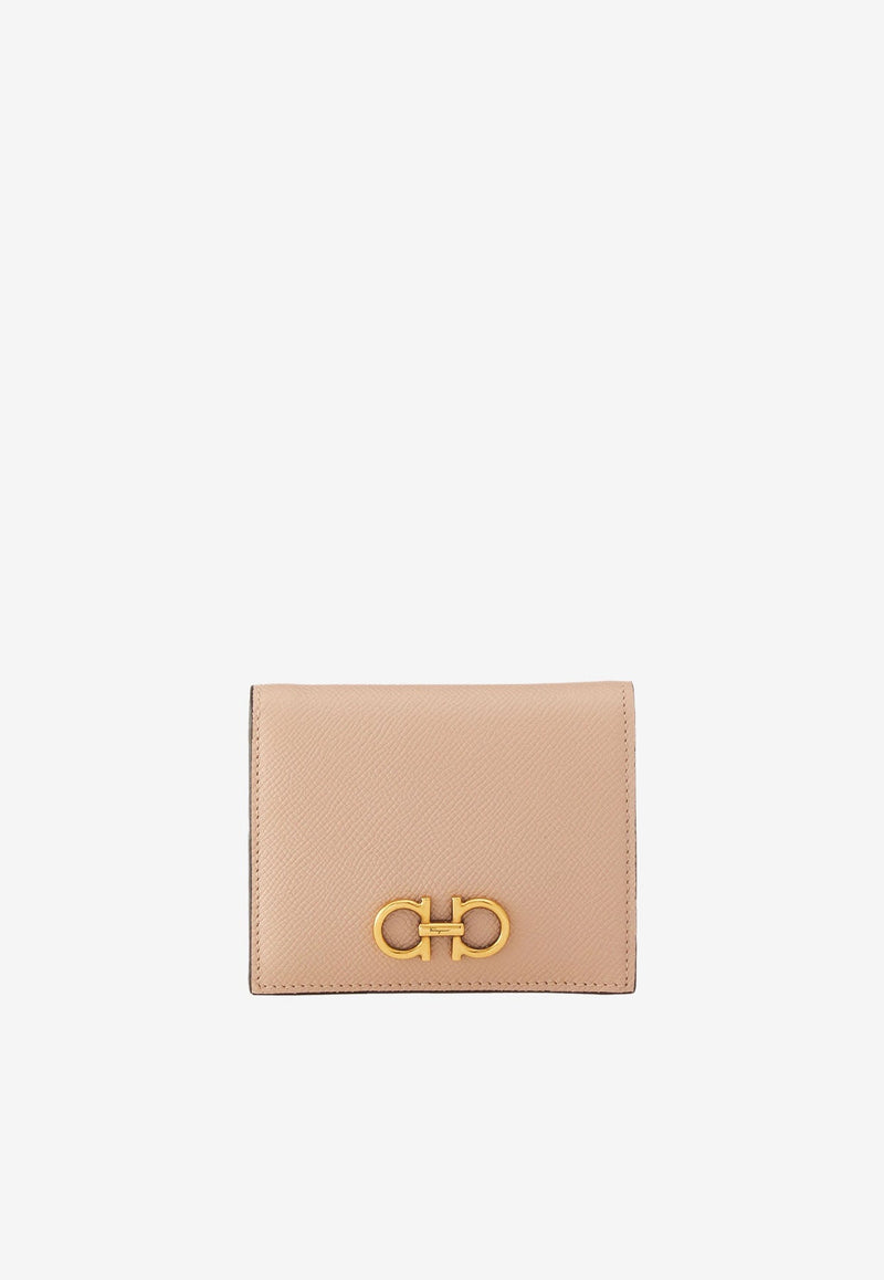 Gancini Compact Wallet in Calf Leather