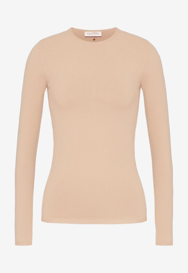 Stud-Embellished Long-Sleeved Top