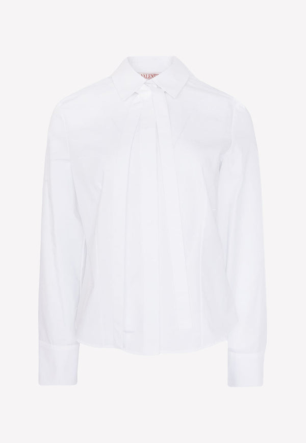 Scarf Detail Cotton Shirt