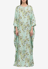 Africana Print Silk Kaftan Maxi Dress