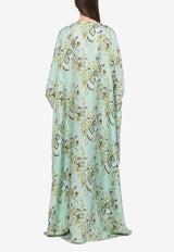 Africana Print Silk Kaftan Maxi Dress