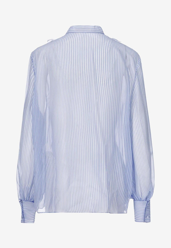 Stripe Chiffon Long-Sleeved Shirt