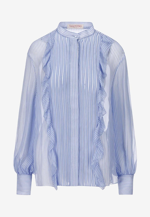 Stripe Chiffon Long-Sleeved Shirt