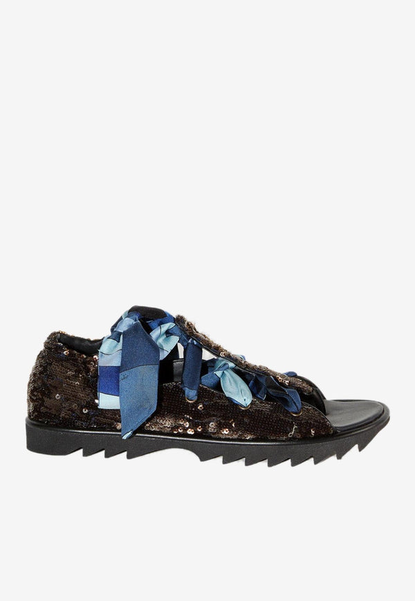 Sequin-Embellished Marmo Sandals