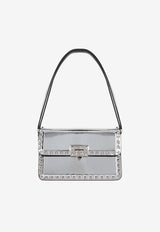 Medium Rockstud23 Shoulder Bag in Mirror-Effect Leather