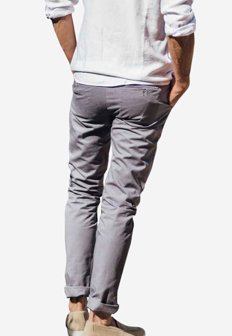 Tartane Straight-Leg Casual Pants with Folded Hem