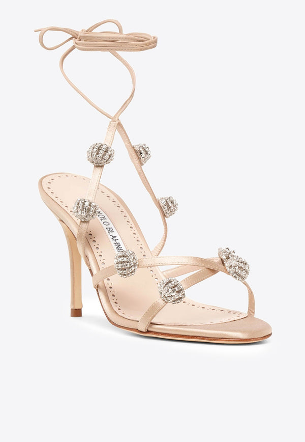Elsaka 90 Crystal-Embellished Satin Sandals