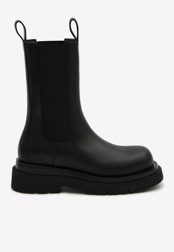 Calfskin Lug Boots with Elasticated Side Panels