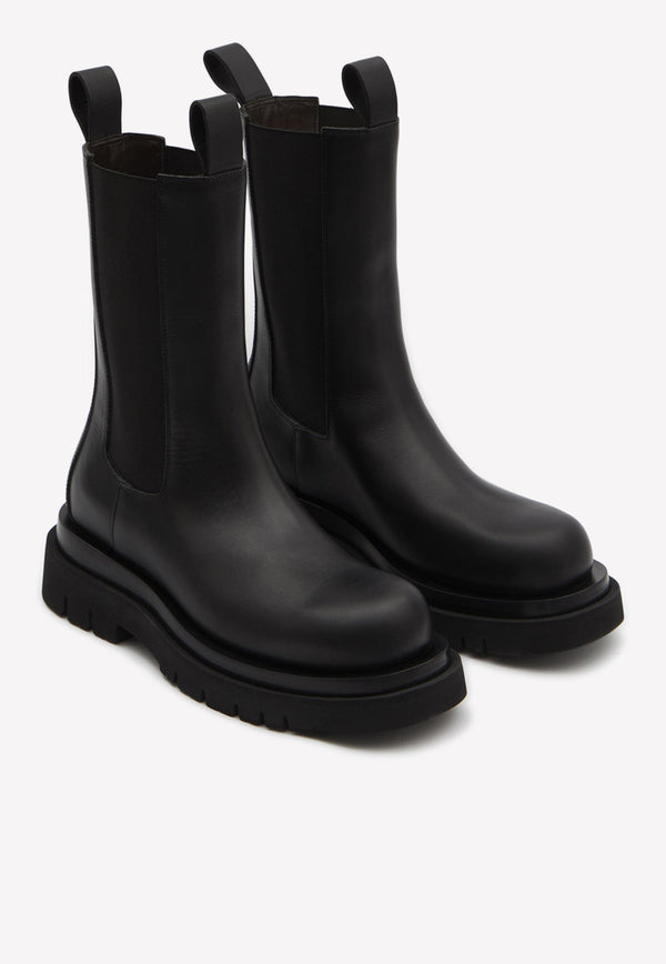 Calfskin Lug Boots with Elasticated Side Panels